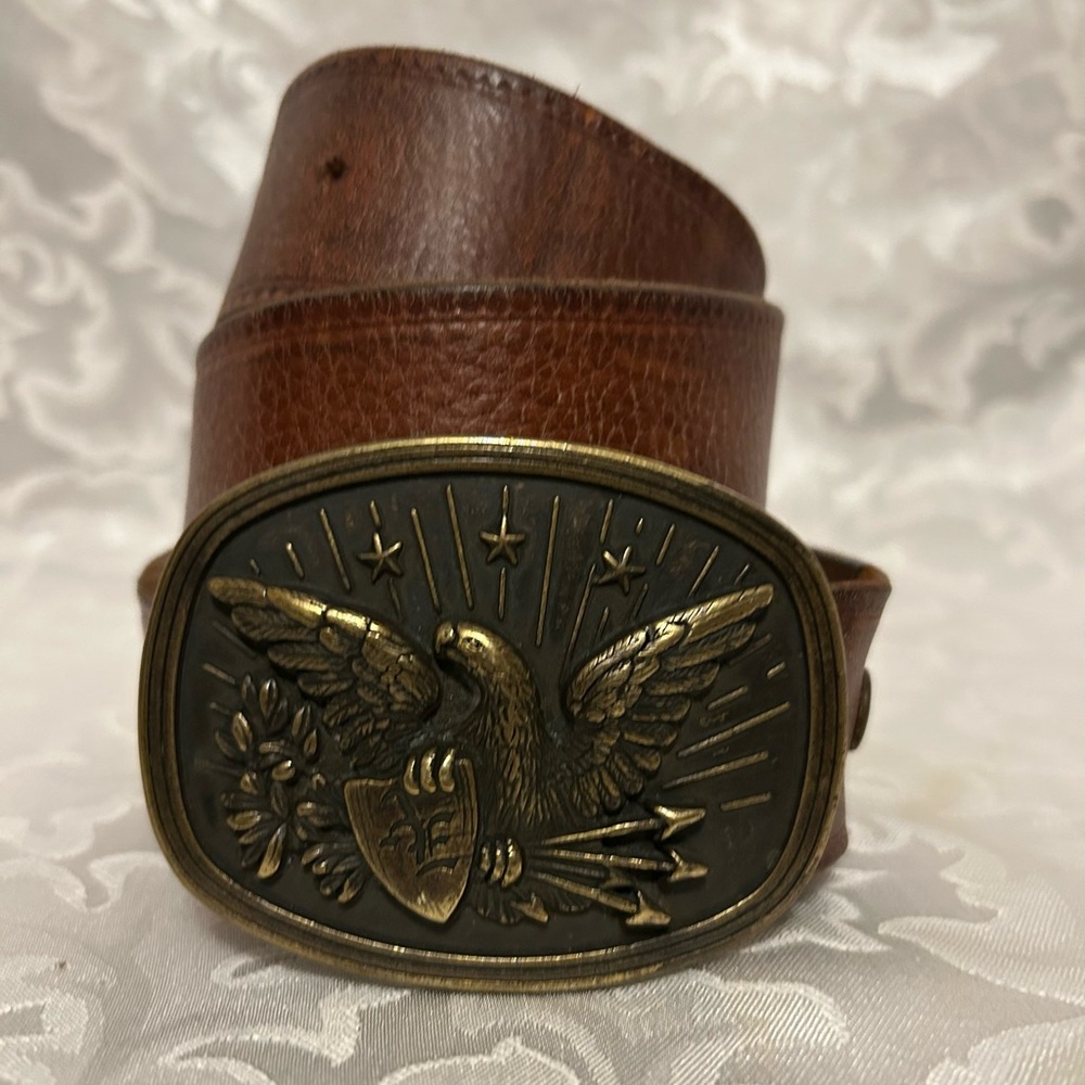 Vintage Y2K American Eagle Outfitters Belt, Brass Buckle, Naturally Distressed